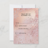 Rose Gold Imitate Foil Texture and Folies RSVP Karte (Rückseite)