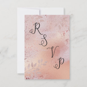 Rose Gold Imitate Foil Texture and Folies RSVP Karte