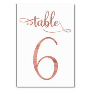 Rose Gold Imitate Folie 3,5 x 5 Tischnummer   Tabe