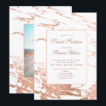 Rose Gold Imitate Folie Marmor 16 . Geburtstag Ein Einladung<br><div class="desc">Rose Gold und Marmor Hintergrund gepaart als Akzent mit elegantem Drehbuch für Ihre vollkommene Geburtstagseinladung. Sie können zwischen Foto oder Nicht-Foto wählen.</div>