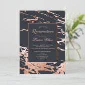 Rose Gold Imitate Folie Marmor Chinanera Einladung (Stehend Vorderseite)