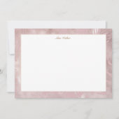 Rose Gold Imitate Folie tropische Blätter Monogram Mitteilungskarte (Vorderseite)