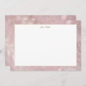 Rose Gold Imitate Folie tropische Blätter Monogram Mitteilungskarte (Vorne/Hinten)