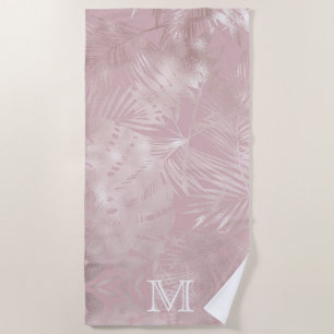 Rose Gold Imitate Folie tropische Blätter Monogram Strandtuch