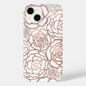 Rose Gold Imitate Fossil | Weißes Blumengitter Case-Mate iPhone Hülle (Rückseite)