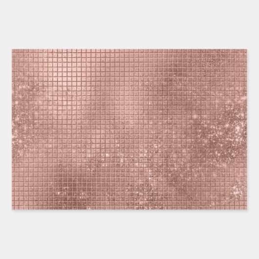 Rose Gold Imitate Fossilienmuseum und Glitzer Geschenkpapier Set (Vorderseite 2)