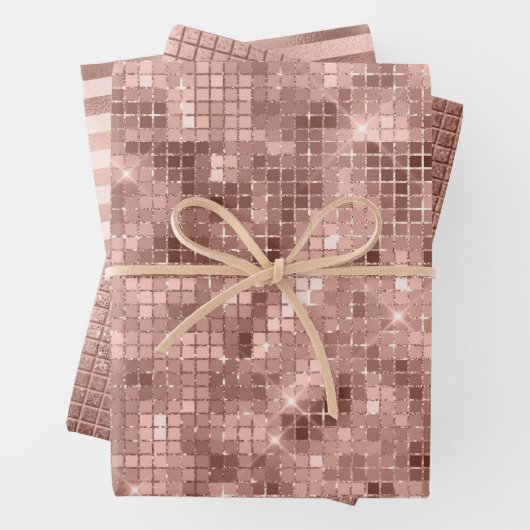 Rose Gold Imitate Fossilienmuseum und Glitzer Geschenkpapier Set (Beispiel)