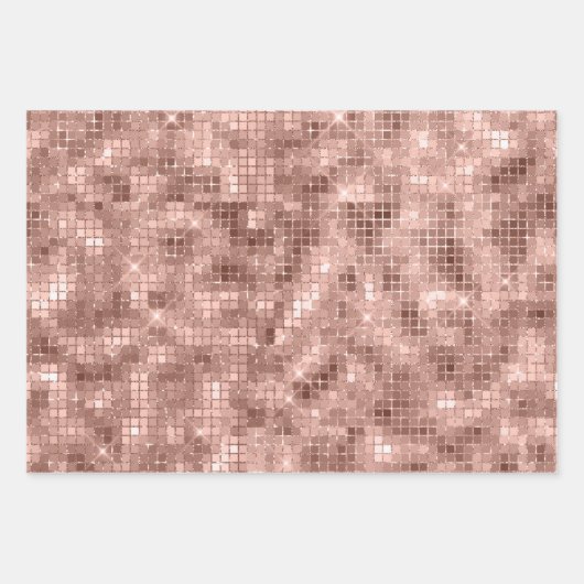 Rose Gold Imitate Fossilienmuseum und Glitzer Geschenkpapier Set (Vorderseite)