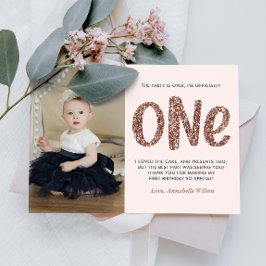 Rose Gold Imitate Glitzer 1. Geburtstag Vielen Dan Postkarte
