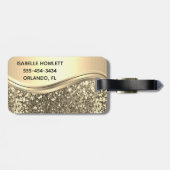 Rose Gold Imitate Glitzer Bling Personalisiert Met Gepäckanhänger (Rückseite horizontal)