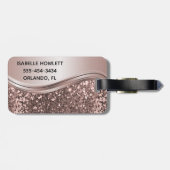 Rose Gold Imitate Glitzer Bling Personalisiert Met Gepäckanhänger (Rückseite horizontal)