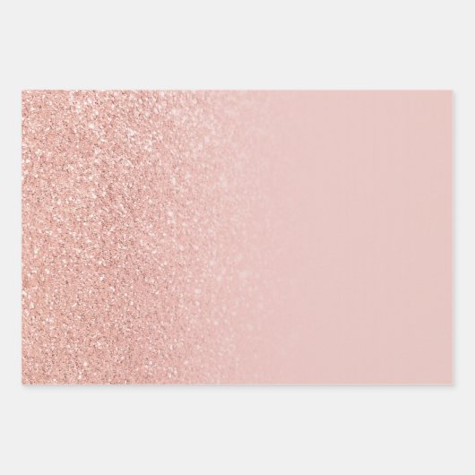 Rose Gold Imitate Glitzer Blush Ombre Mix Geschenkpapier Set (Vorderseite)
