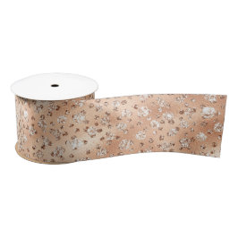 Rose Gold Imitate Glitzer Cheetah Spots Satinband