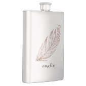 Rose Gold Imitate Glitzer Feaather Personalisiert Flachmann (Rechts)