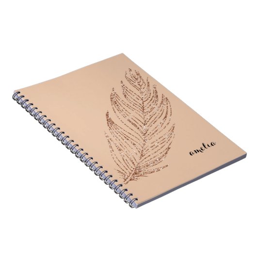 Rose Gold Imitate Glitzer Feaather Personalisiert Notizblock (Rechte Seite)