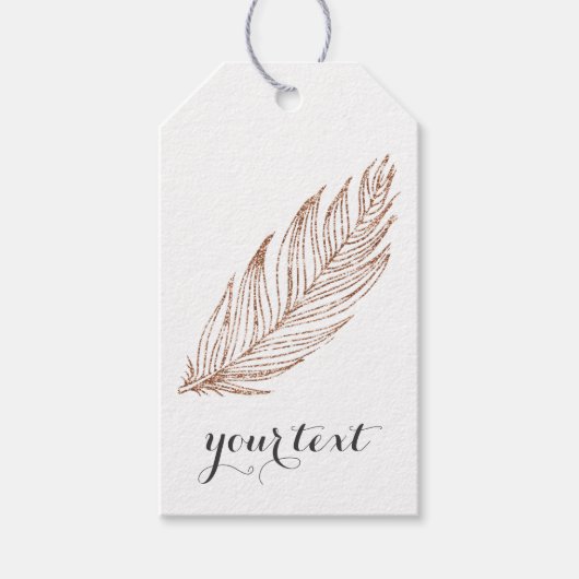 Rose Gold Imitate Glitzer Feather Geschenkanhänger (Vorderseite)