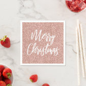 Rose Gold Imitate Glitzer Frohe Weihnachtskalligra Serviette (Beispiel)