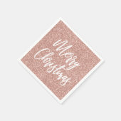 Rose Gold Imitate Glitzer Frohe Weihnachtskalligra Serviette (Ecke)