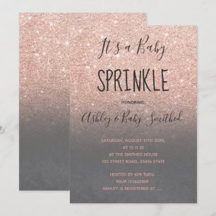 Rose Gold Imitate Glitzer graue ombre Babysprinkle Einladung