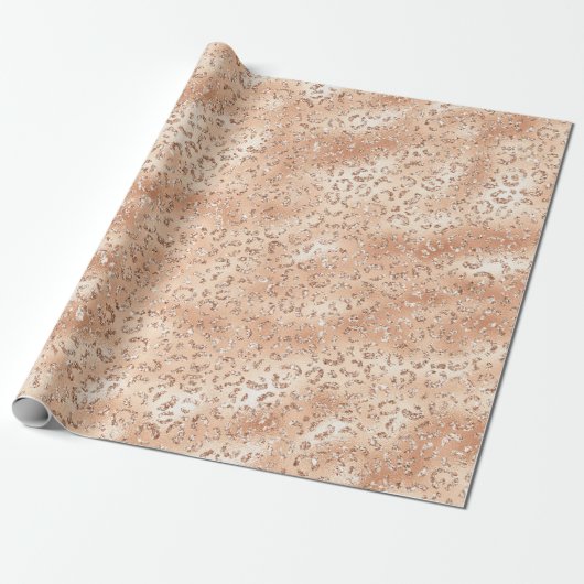 Rose Gold Imitate Glitzer Leopard Print Geschenkpapier (Ungerollt)