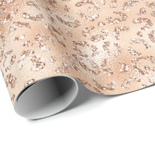 Rose Gold Imitate Glitzer Leopard Print Geschenkpapier (Rolleneckpunkt)
