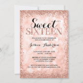 Rose Gold Imitate Glitzer Lights Sweet 16 Geburtst Einladung (Vorderseite)