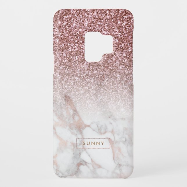 Rose-Gold-Imitate Glitzer & Marble Ombre Case-Mate Samsung Galaxy Hülle (Rückseite)