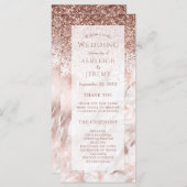 Rose Gold Imitate Glitzer Marble Wedding Programm (Vorne/Hinten)