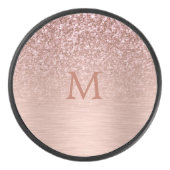 Rose-Gold-Imitate Glitzer & Metallic Textur Eishockey Puck (Vorderseite)