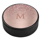 Rose-Gold-Imitate Glitzer & Metallic Textur Eishockey Puck (3/4)