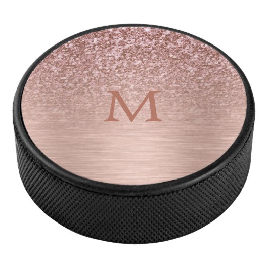 Rose-Gold-Imitate Glitzer & Metallic Textur Eishockey Puck (3/4)