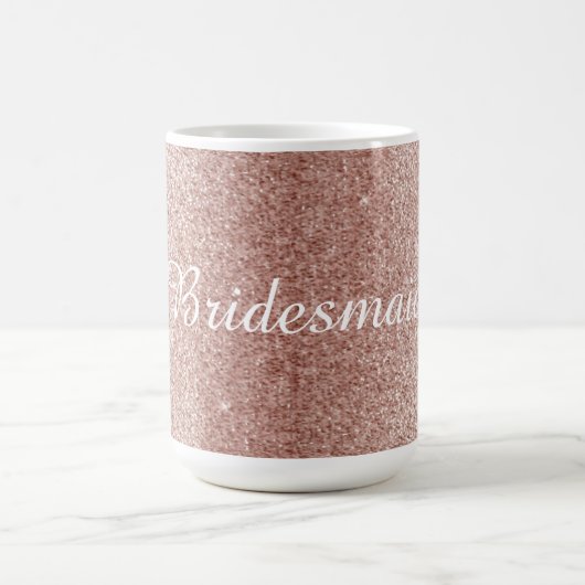 Rose Gold Imitate Glitzer mit Bridesmaid Name Kaffeetasse (Mittel)
