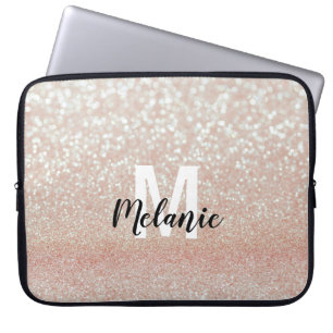 Rose Gold Imitate Glitzer mit Monogramm Laptopschutzhülle