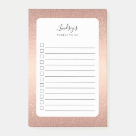 Rose Gold Imitate Glitzer Mit Monogramm, Liste zu  Post-it Klebezettel