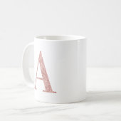 Rose Gold Imitate Glitzer Monogram A Kaffeetasse (Vorderseite Links)