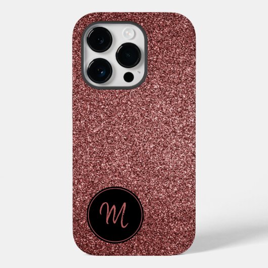 Rose Gold Imitate Glitzer Monogram Funkelnd Case-Mate iPhone Hülle (Rückseite)