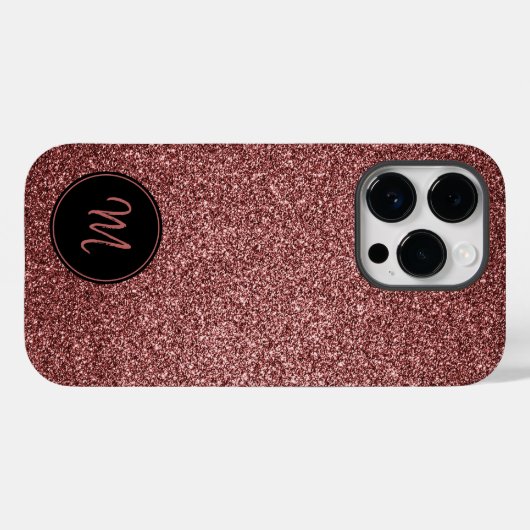 Rose Gold Imitate Glitzer Monogram Funkelnd Case-Mate iPhone Hülle (Rückseite (Horizontal))