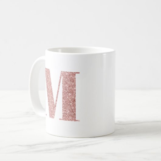 Rose Gold Imitate Glitzer Monogram M Kaffeetasse (Vorderseite Links)