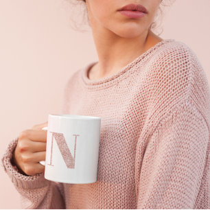 Rose Gold Imitate Glitzer Monogram N Kaffeetasse