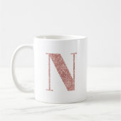 Rose Gold Imitate Glitzer Monogram N Kaffeetasse (Links)