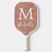 Rose Gold Imitate Glitzer Monogramm Anfangsname Pickleball Schläger (Vorderseite)