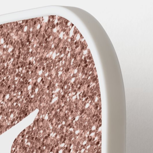 Rose Gold Imitate Glitzer Monogramm Anfangsname Pickleball Schläger (Linke Seite)