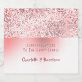 Rose Gold Imitate Glitzer Muster Elegante Schaumweinetikett (Einzelnes Label)