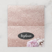 Rose Gold Imitate Glitzer Name Inhaber Platzkarte (Außenseite Aufgefaltet)