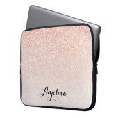 Rose Gold Imitate Glitzer Ombre Name Personalisier Laptopschutzhülle (Vorderseite Links)