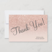 Rose Gold Imitate Glitzer pink ombre chic Vielen D Dankeskarte (Vorderseite)