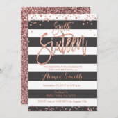 Rose Gold Imitate Glitzer pink ombre Mädchen süß 1 Einladung (Vorne/Hinten)