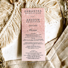 Rose Gold Imitate Glitzer Rosa ombre Hochzeitsmenü Menükarte