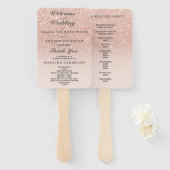 Rose Gold Imitate Glitzer Rosa ombre Hochzeitsprog Fächer (Vorne und Hinten)