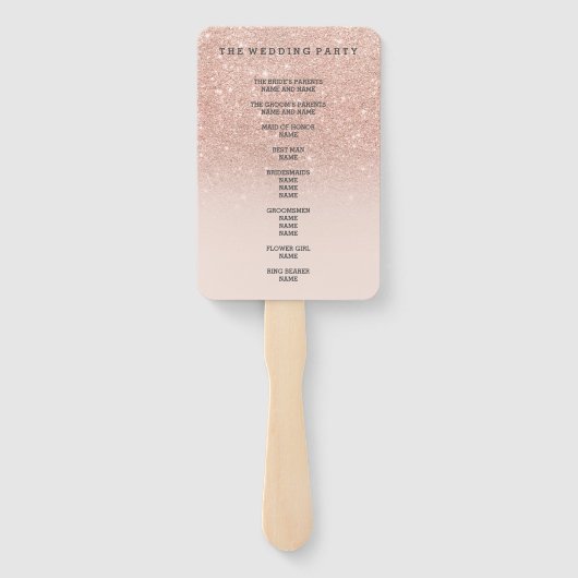 Rose Gold Imitate Glitzer Rosa ombre Hochzeitsprog Fächer (Rückseite)